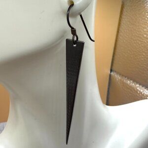 Niobium Artist Made Long Gun Metal Spike Earrings Pierced Mod Retro Arrow